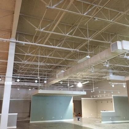 Commercial HVAC installation inside a finished building